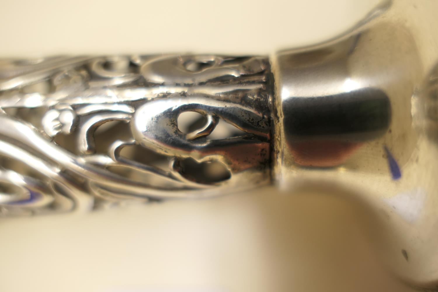 Edwardian silver specimen vase, by Nathan & Hayes, Chester 1905, pierced trumpet form worked in - Image 12 of 13
