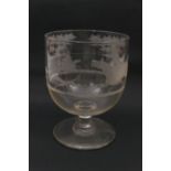 Victorian engraved fox hunting goblet, height 17cm