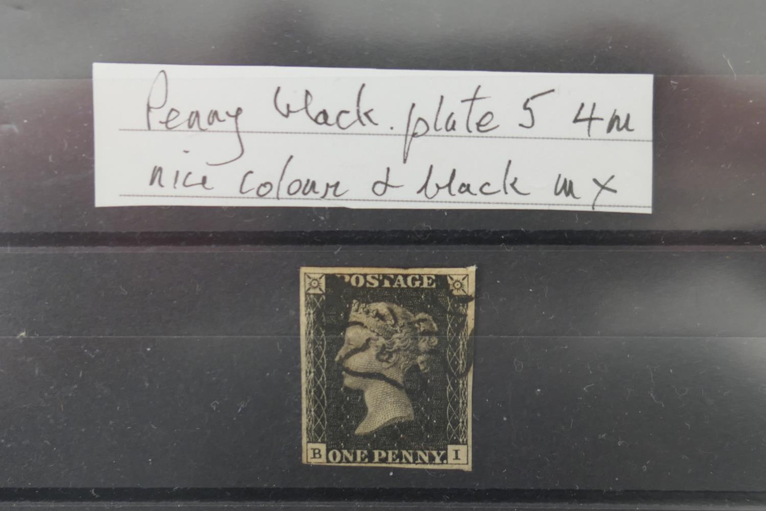 Philately interest: Penny Black, plate 5, Maltese Cross cancellation