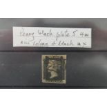 Philately interest: Penny Black, plate 5, Maltese Cross cancellation