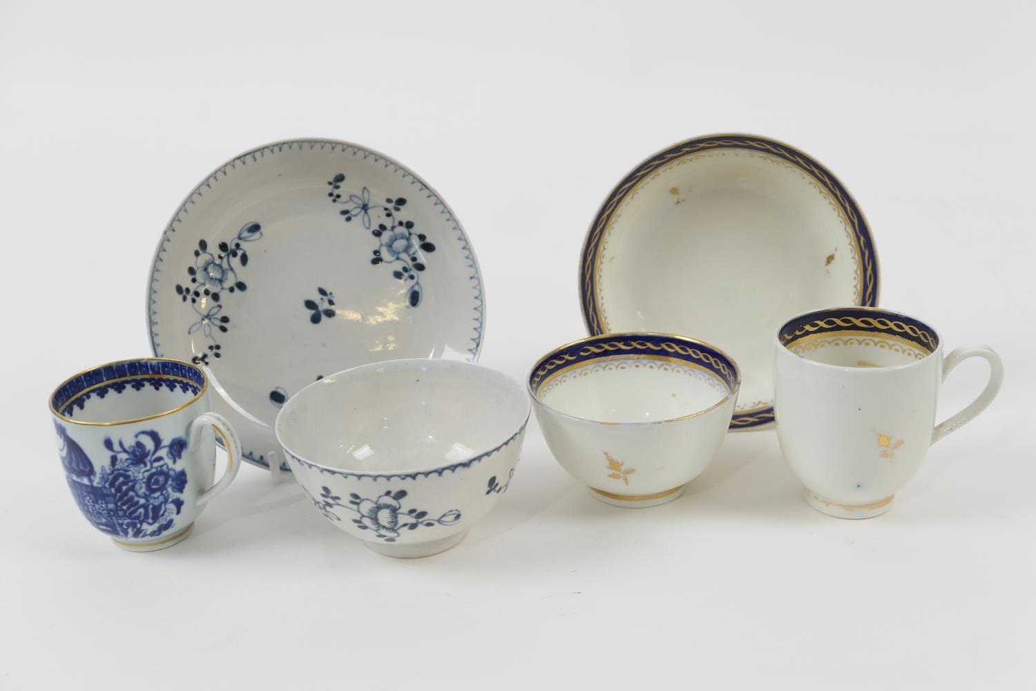 Philip Christian, Liverpool, blue and white tea bowl and saucer, circa 1765-75, decorated in the