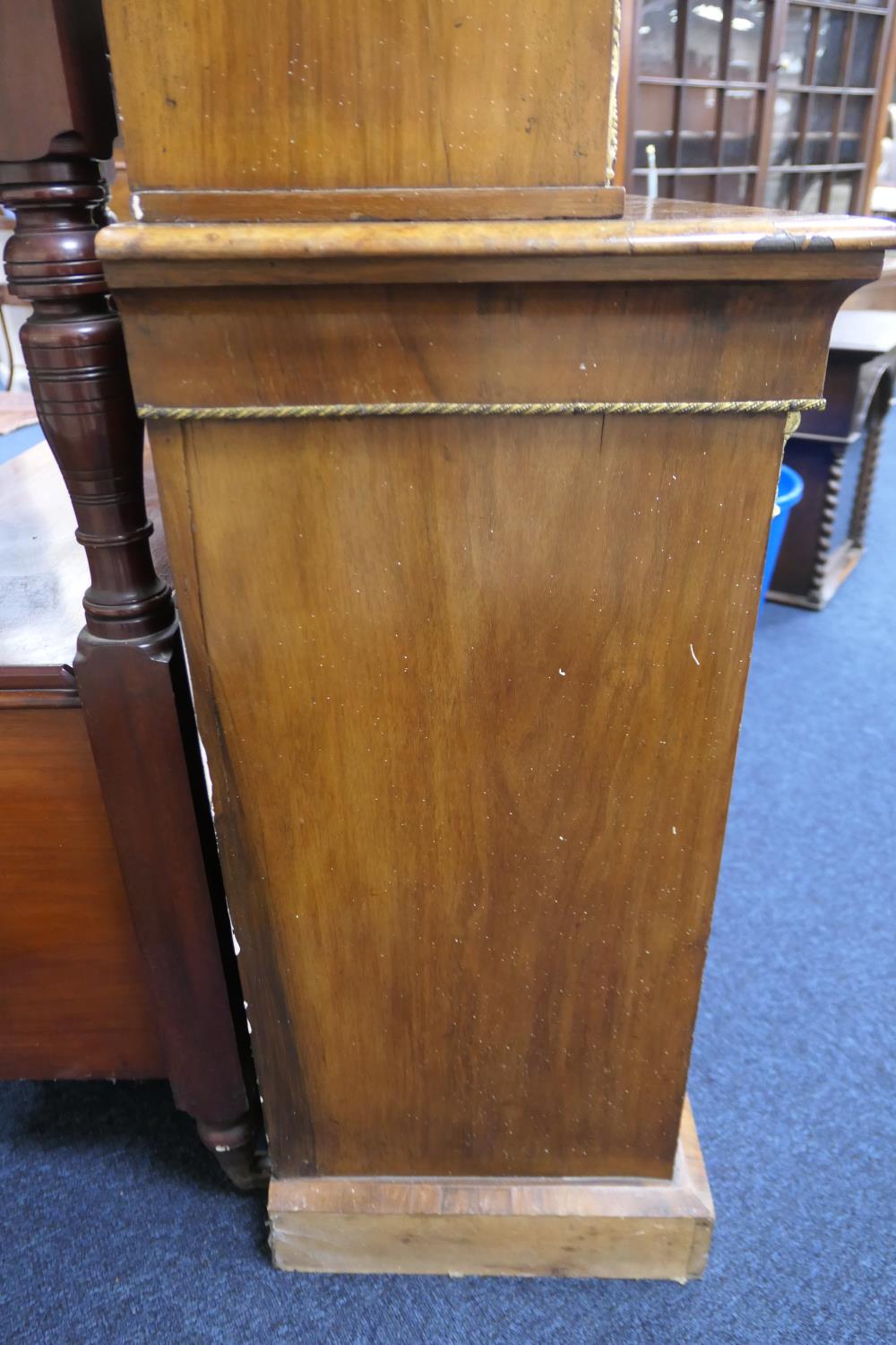 Victorian walnut and inlaid bookcase cabinet, circa 1870, having two glazed upper doors opening to - Image 3 of 13