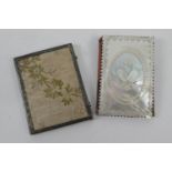French carved mother of pearl aide-memoire, circa 1900, 9.5cm x 6.5cm; also a French silver