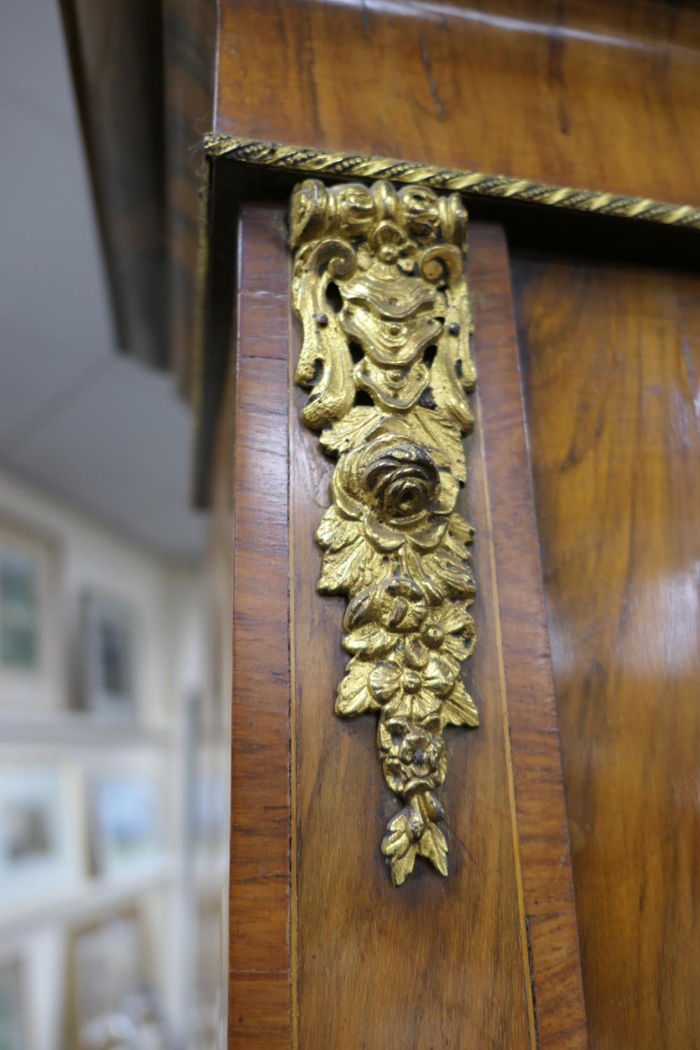 Victorian walnut and inlaid bookcase cabinet, circa 1870, having two glazed upper doors opening to - Image 4 of 13