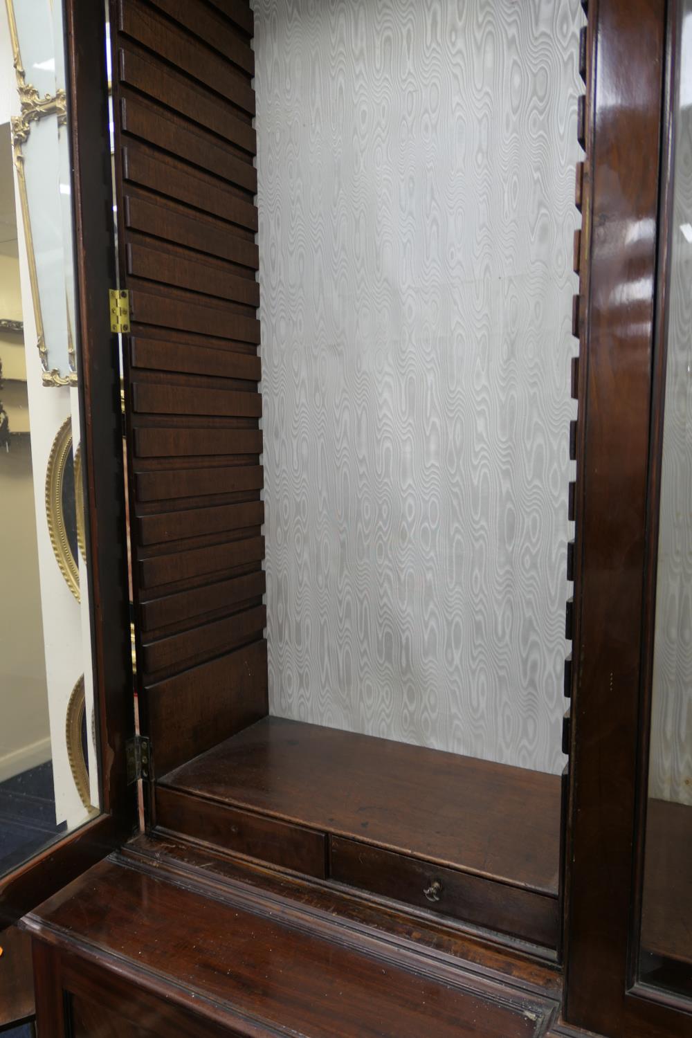 Late 19th Century mahogany and inlaid breakfront library bookcase, in Georgian style, having a - Image 8 of 14