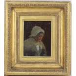 French Breton School (19th Century), Portrait of a woman in traditional dress, oil on millboard,