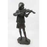 Walter Awlson (20th Century), The young virtuoso violinist, limited edition bronze finish ceramic