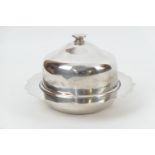 Mappin & Webb silver muffin dish and cover, Sheffield 1927, plain domed form with liner, 18.5cm