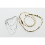 9ct gold textured bricklink necklace, length 42cm, weight approx. 14.8g; also a 9ct white gold