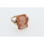 9ct gold carved shell cameo ring, size K, gross weight approx. 3.1g