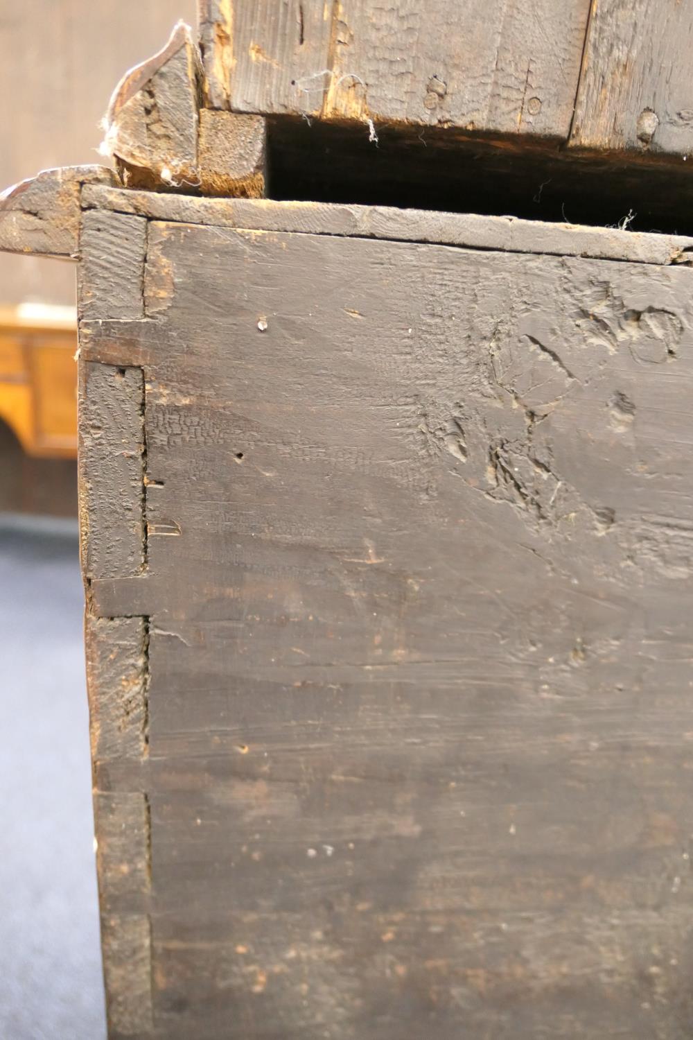 Walnut chest on stand, early 18th Century and later, the top with moulded cornice over three short - Image 18 of 18