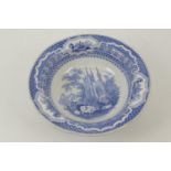 Joseph Heath & Co. blue and white wash basin, circa 1830, decorated with a rural scenes pattern,
