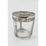 Japanese silver and clear glass ice pail by Asahi (Asahi Shoten), 20th Century, bucket form worked