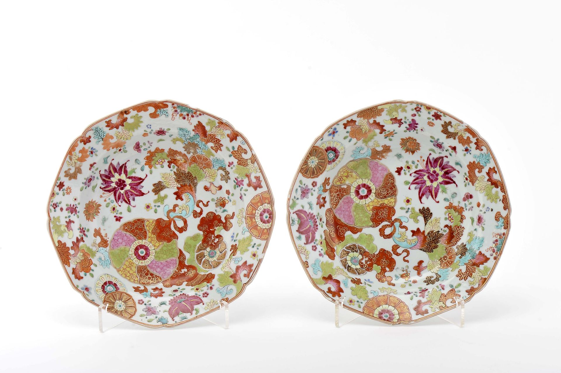 A pair of octagonal soup plates