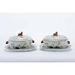 Two tureens with stands