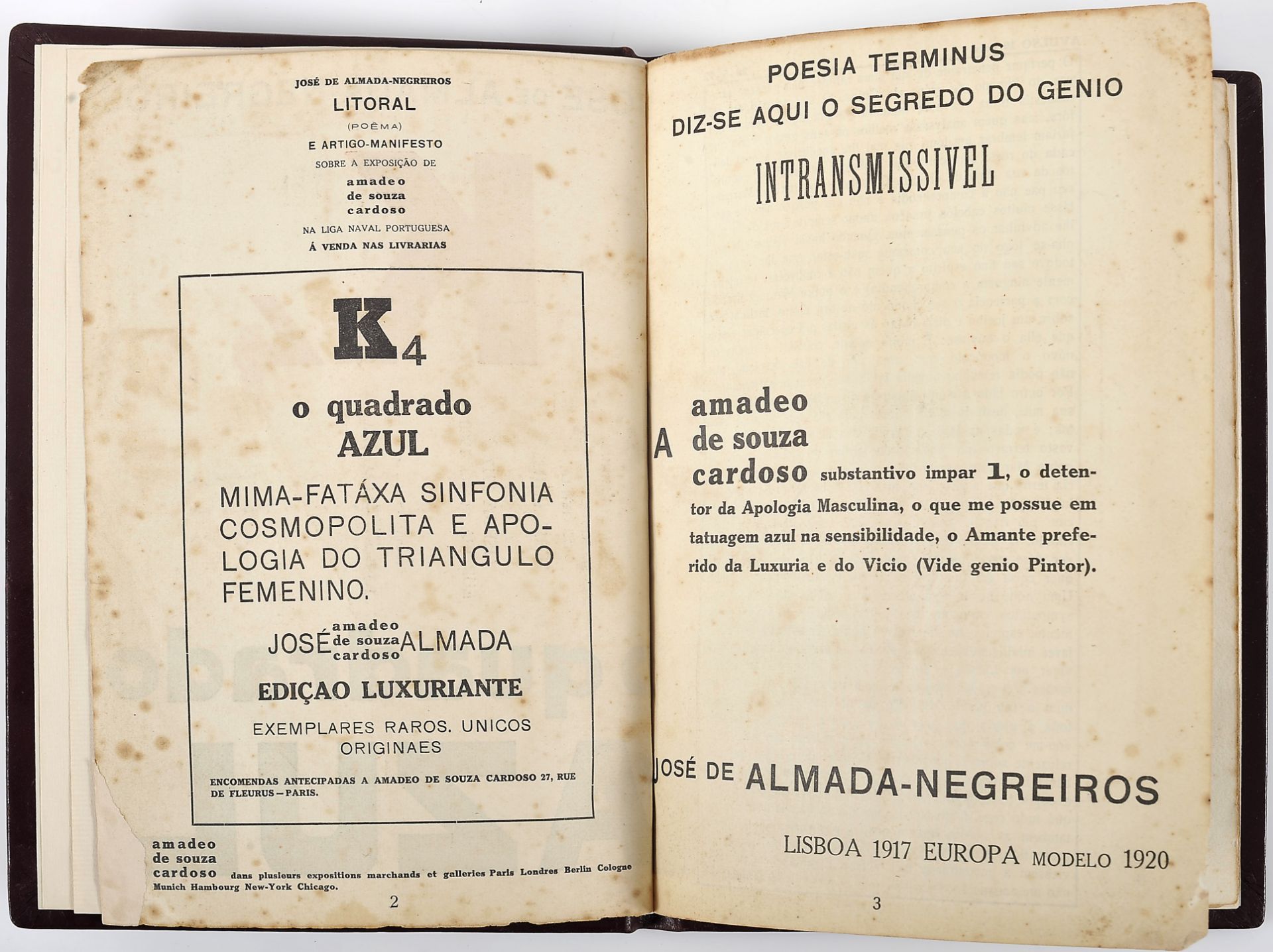 NEGREIROS, José de Almada.- K4: o quadrado azul.- Lisboa: José Almada; Amadeo Souza Cardoso, 1917.-  - Image 3 of 4