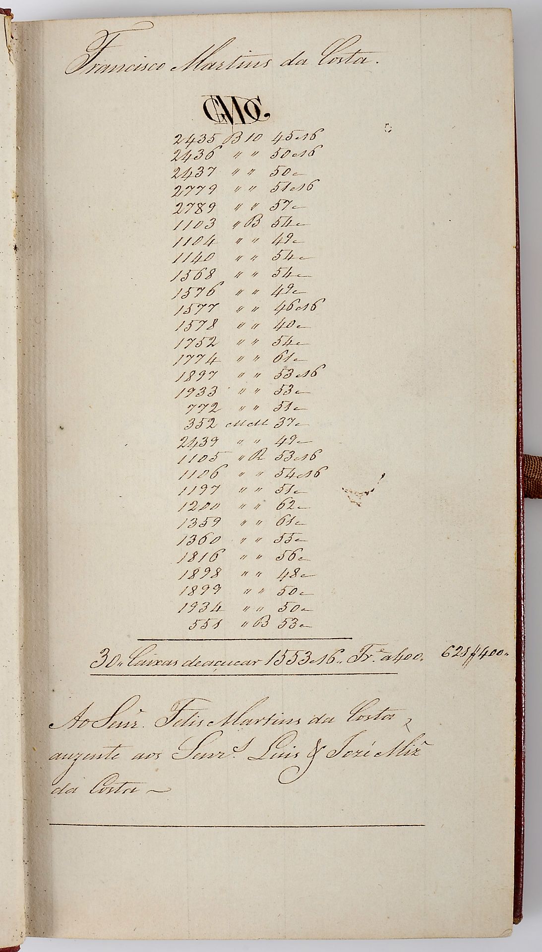 MANUSCRITOS.- LIVROS DE CARGA do navio S. Gualter da Bahia para Lisboa.- Século XIX (1817-1821).- 3  - Image 3 of 3