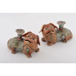 A pair of incense burners "buddhist lions (Foo dogs)"