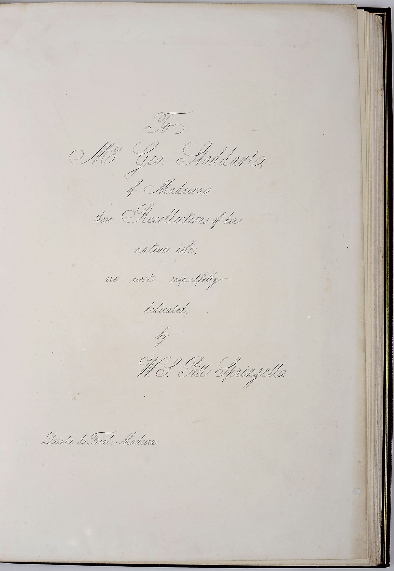 [SPRINGETT, William Samuel Pitt].- Recollections of Madeira / by W. S. P. S.- London: published for  - Image 3 of 6