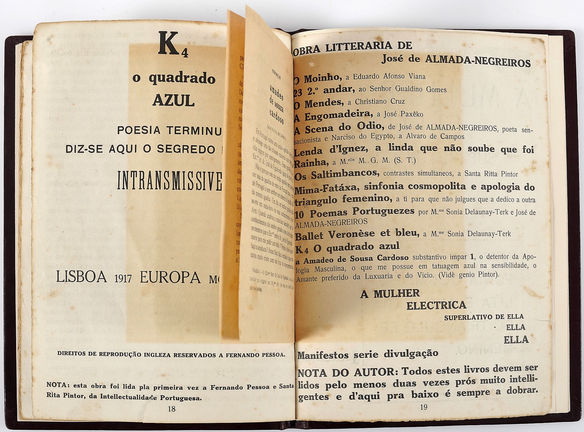 NEGREIROS, José de Almada.- K4: o quadrado azul.- Lisboa: José Almada; Amadeo Souza Cardoso, 1917.-  - Image 4 of 4