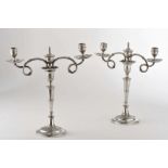 A pair of candlesticks with two-light serpentine