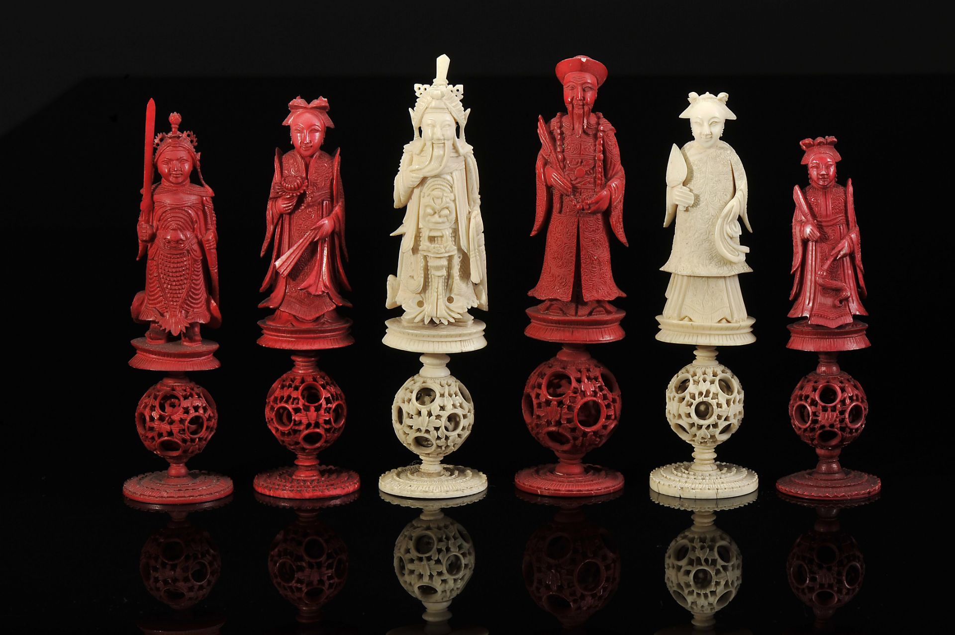 Six Chess Pieces, "Three Kings" and "Three Queens" on "Ball of happiness"