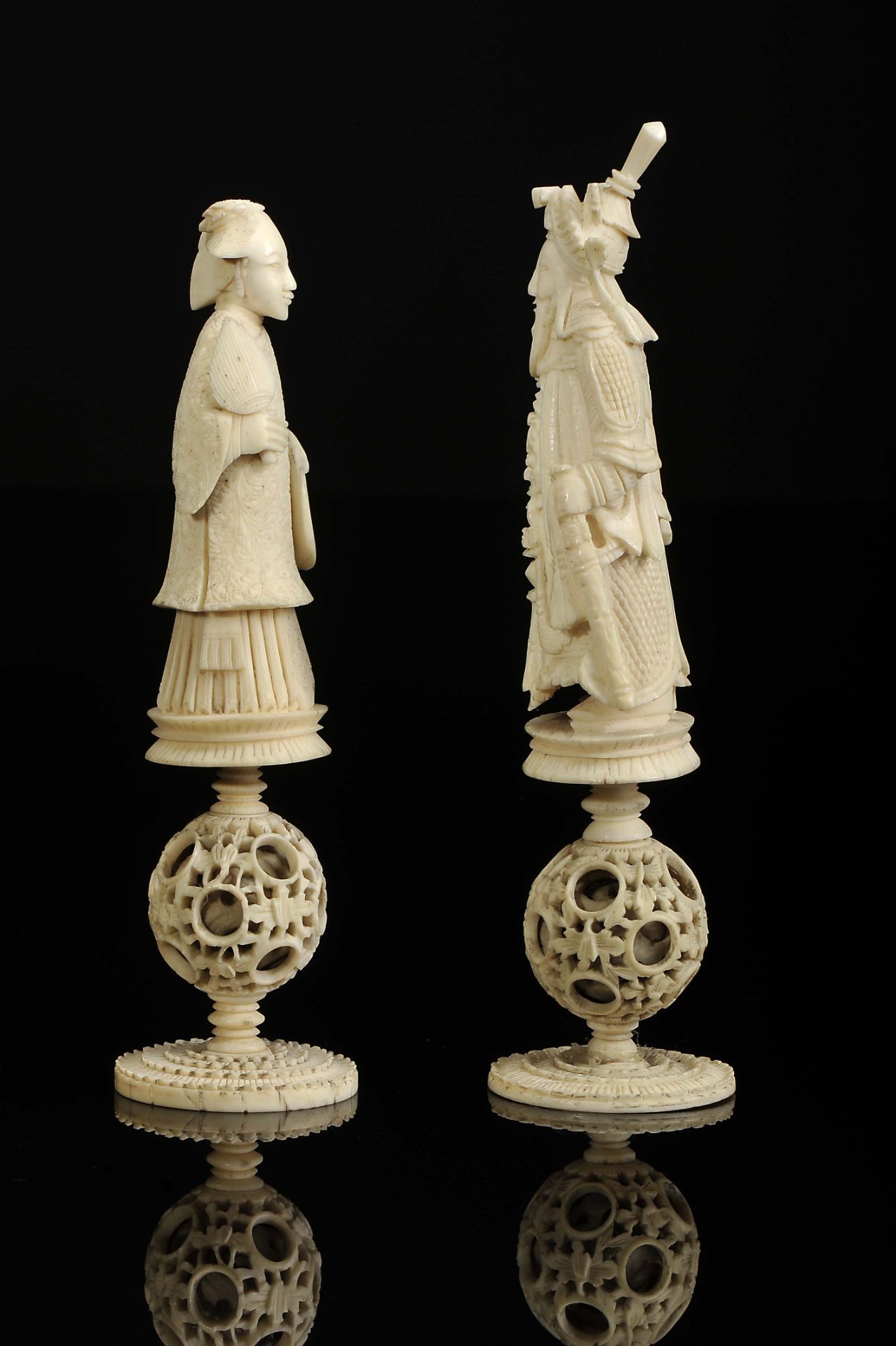 Six Chess Pieces, "Three Kings" and "Three Queens" on "Ball of happiness" - Image 6 of 7