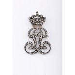 A brooch “Monogram Double L” with royal crown