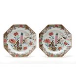 A pair of octagonal dishes