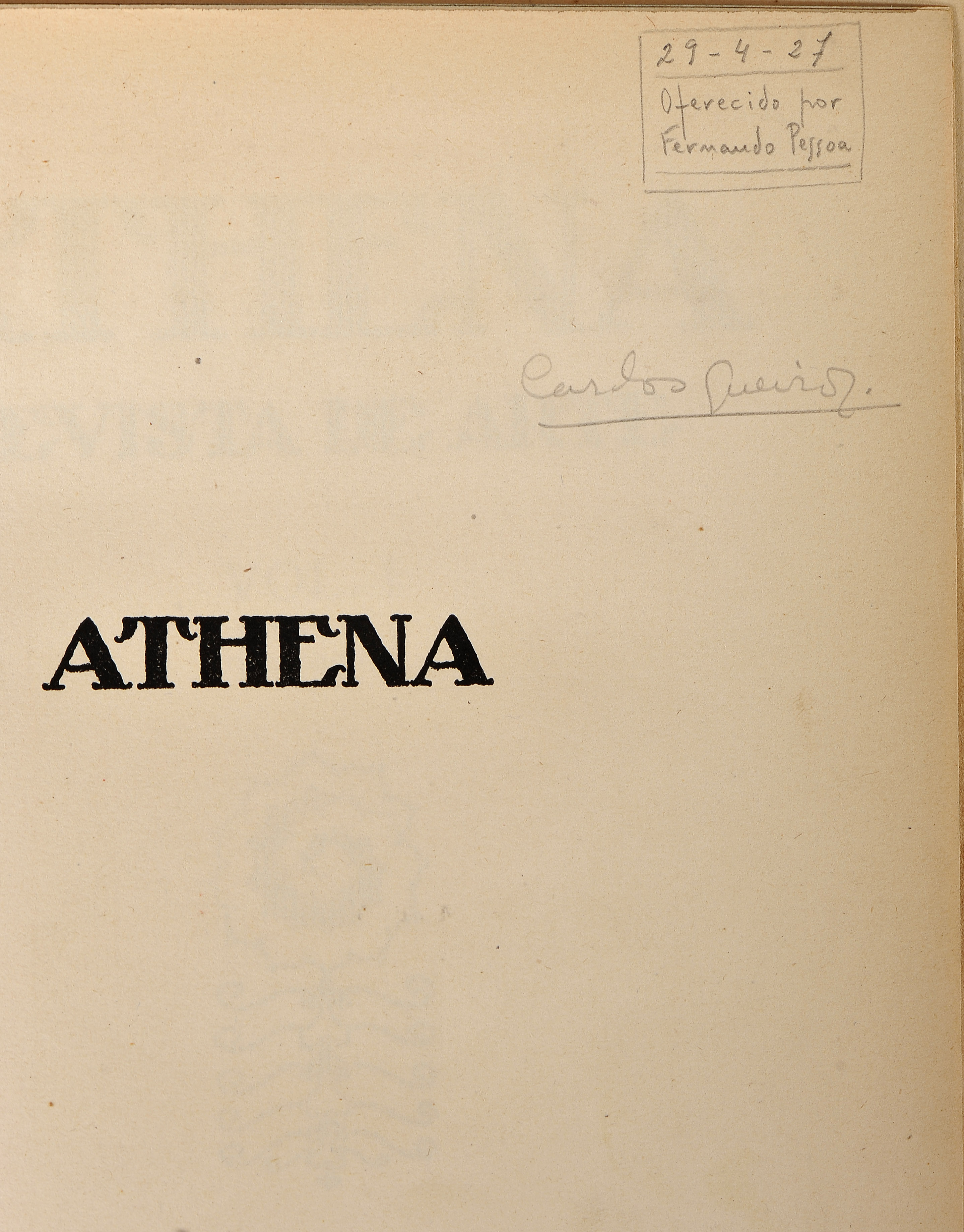 ATHENA: revista de arte / directores Fernando Pessoa; Ruy Vaz.- Vol. I, nº 1 a nº 5 (Outubro de 1924 - Image 6 of 6