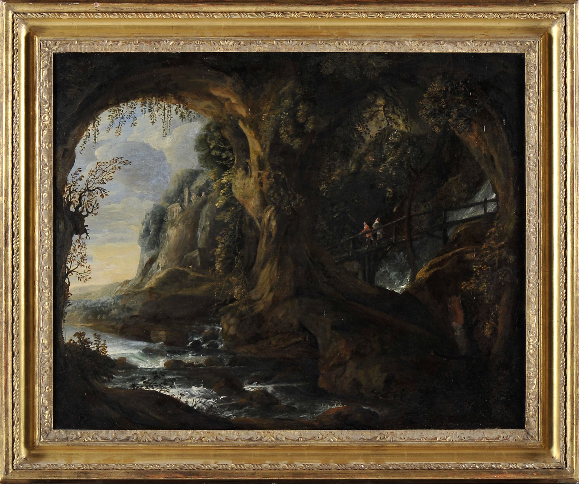 Landscape with figures and ruins