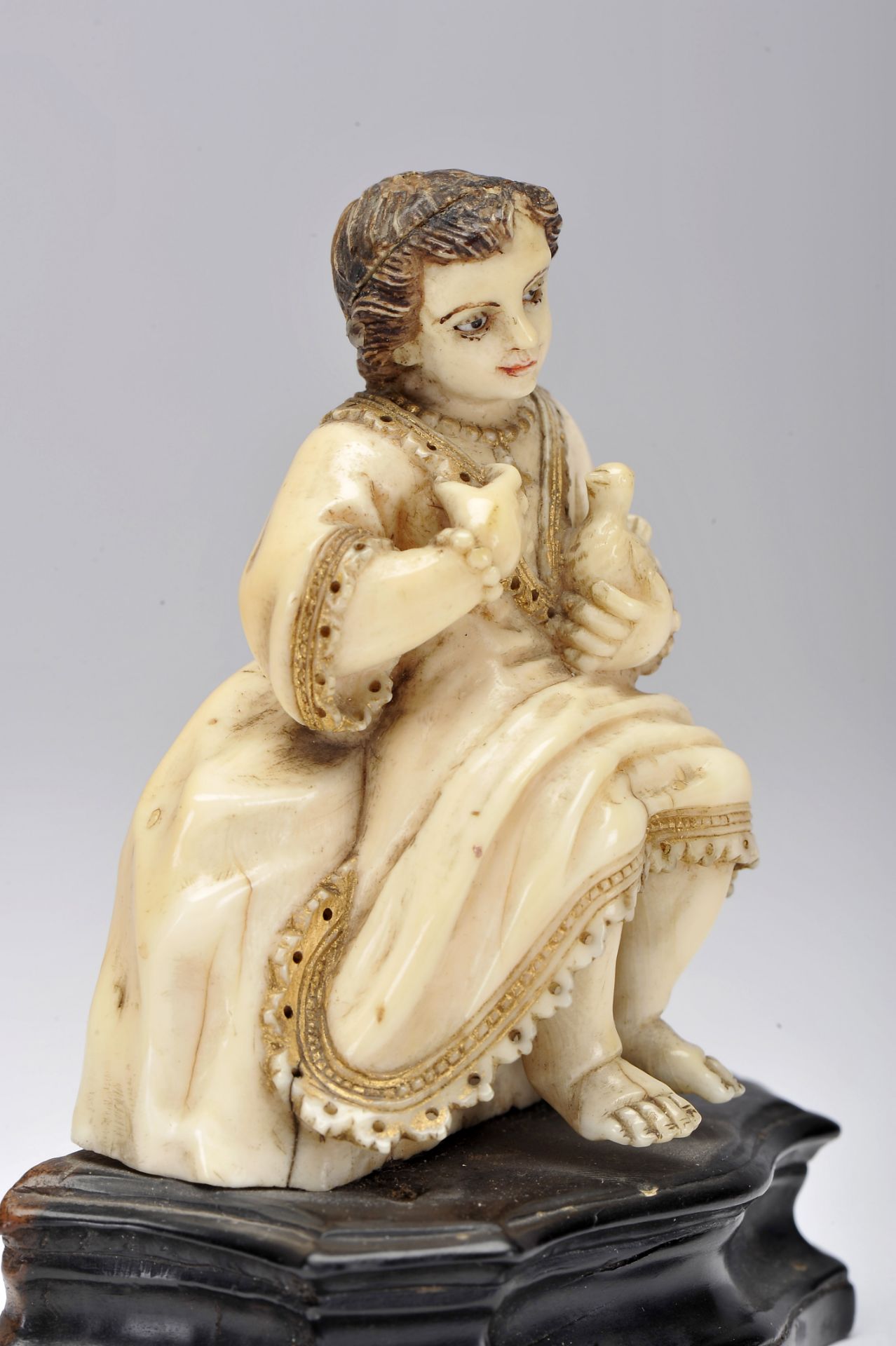 The Child Jesus, dressed and seated on a rock, holding a dove (Holy Spirit) - Image 2 of 2