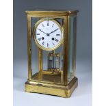 A Late 19th Century French Lacquered Brass "Four Glass" Mantel Clock, by Japy Freres and retailed by