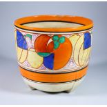 Melon, a Clarice Cliff Bizarre Dover Jardiniere, painted in colours between orange and black