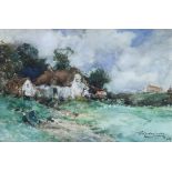 Frank Spenlove-Spenlove (1864-1933) - Watercolour - Rural landscape with thatched cottage, signed