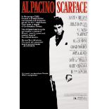 A Universal City Studios Film Poster, 1983, of Al Pacino in "Scarface", named and numbered