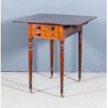 A George III Mahogany Drop-Leaf Work Table, fitted one deep drawer with dummy double drawer front,