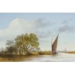 Jake Pulfer (20th Century/21st Century) - Oil painting - "Broadland Scene", artist's board 5.5ins