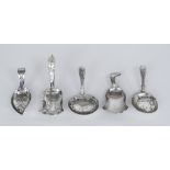 Five George III Silver Caddy Spoons, by Cocks and Bettridge, Birmingham 1806-1816, one with leaf-