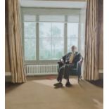 Shaw (20th Century School) - Oil painting - "For the Gardeners" - Interior with gentleman seated