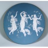 A Mettlach Phanolith Pate-Sur-Pate Circular Wall Plaque, Late 19th Century, no.7052, modelled with