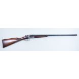 A 12 Bore Side by Side Shotgun, by Master, serial No. 98474, 28ins blued steel barrels with engine
