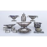 A Pair of Late Victorian Silver Oval Salts of Neo Classical Design and Mixed Silver, the salts by