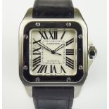 A 20th Century Cartier Automatic Wristwatch, Model Santos 100, Serial No. 584042, 38mm x 38mm (