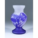 An Argint Cameo Glass Vase, decorated in blue with irises, signed 'Argint L', 8.25ins high