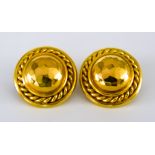 A Pair of 9ct Gold Earrings in the Etruscan Manner, for pierced ears, each 23mm in diameter, gross