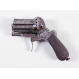 A Small English Pepper Box Revolving Pistol, 19th Century, stamped London, No.40325, .25 calibre