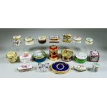 A Collection of English and Continental Porcelain, Enamel and Metal Novelty Boxes, Modern, including
