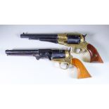 Two Replica .44 Calibre Weston Pistols, Modern, comprising - one colt navy revolver and one brass