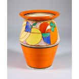 Melon, a Clarice Cliff Fantasque Vase, shape no.342, painted in colours between orange and black